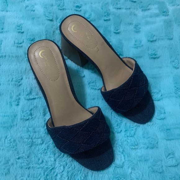 Comfort Denim Wedge Sandals Sz 8 - Picture 2 of 11